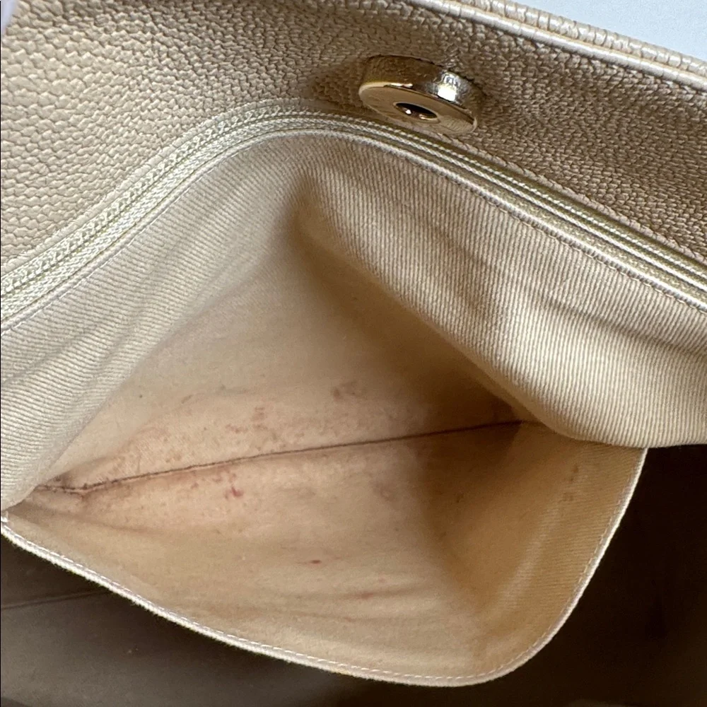 Chanel Large Beige Quilted Calfskin Zip and Carry Tote with‎ COA
